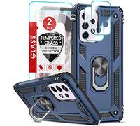 LeYi Coque pour Samsung Galaxy A33 5G avec 2 Verre Trempé et 2 Protection Camera, Anneau Support Militaire Anti-Chute Bumper Antichoc Rigide Armure Housse Etui pour Samsung A33 5G Bleu