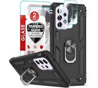 LeYi Coque pour Samsung Galaxy A33 5G avec 2 Verre Trempé et 2 Protection Camera, Anneau Support Militaire Anti-Chute Bumper Antichoc Rigide Armure Housse Etui pour Samsung A33 5G Noir