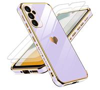 LeYi Coque pour Samsung Galaxy A34 5G avec 2 Verre Trempé, Etui Silicone Anti-Rayures, Housse de Protection Souple TPU, Coque Antichoc Mince pour Samsung Galaxy A 34 5G - Violet