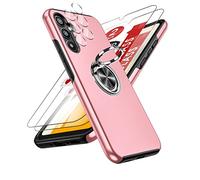 LeYi Coque pour Samsung Galaxy A34 5G avec 2 Verre Trempé Vitre Protection, 2 Protection Camera et Anneau Telephone, Militaire PC et TPU Silicone Etui Antichoc Housse pour Samsung A 34 - Rose