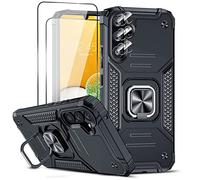 LeYi Coque pour Samsung Galaxy A34 avec 2 Verre Trempé Vitre Protection et 2 Protection Camera et Anneau Telephone, Militaire PC et TPU Silicone Etui Antichoc Housse pour Samsung A 34- Noir