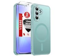 LeYi Coque pour Samsung Galaxy A37 / A 37 5G, avec 2 Verre Trempé, Menthe | Étui Housse Magnétique pour Samsung A37, Compatible avec MagSafe, Étui Housse Antichoc Bumper TPU Dos Translucide Mat Fine