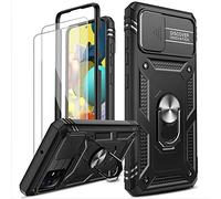 LeYi Coque pour Samsung Galaxy A51 4G avec 2 Verre Trempé, 360 Full Body Protection de la Caméra en PC Dur Anti-Chut Renforcée Armor Heavy Duty Antichoc Bumper Housse Etui Noir