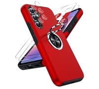 LeYi Coque pour Samsung Galaxy A54 5G avec 2 Verre Trempé Vitre Protection, 2 Protection Camera et Anneau Telephone, Militaire PC et TPU Silicone Etui Antichoc Housse pour Samsung A 54 - Rouge