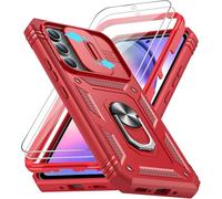 LeYi Coque pour Samsung Galaxy A54 5G (Pas Oppo A54) avec [2 Verre Trempé], 360° Full Protection de la Caméra en PC Dur Anti-Chut Renforcée Armor Heavy Duty Antichoc Bumper Housse Etui pour A54 Rouge