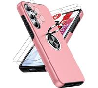 LeYi Coque pour Samsung Galaxy A55 5G avec 2 Verre Trempé Vitre Protection, 2 Protection Camera et Anneau Telephone Invisible, Militaire PC et TPU Etui Antichoc Housse pour Samsung A 55 - Rose