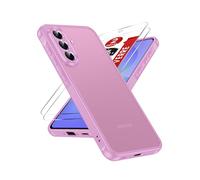 LeYi Coque pour Samsung Galaxy A56/A 56 5G avec 2 Verre Trempé, Protection Caméra & Écran Finition Mate Etui Anti-Empreintes, Design Semi-Transparent TPU/PC Antichoc Housse - Rose Carmin