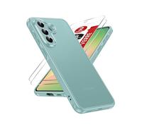 LeYi Coque pour Samsung Galaxy A56/A 56 5G avec 2 Verre Trempé, Protection Caméra & Écran Finition Mate Etui Anti-Empreintes, Design Semi-Transparent TPU/PC Antichoc Housse - Vert Menthe