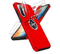 LeYi Coque pour Samsung Galaxy A56/A 56 avec 2 Verre Trempé Vitre Protection, 2 Protection Camera et Anneau Telephone Invisible, Militaire PC et TPU Etui Antichoc Housse pour Samsung A56 - Rouge