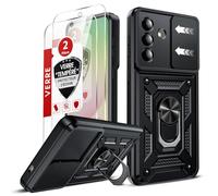 LeYi Coque pour Samsung Galaxy A57 5G Antichoc avec 2*Verre Trempé+Full Protection Caméra Coulissante, Anneau Support, Étui de PC Dur et TPU Silicone Militaire Anti-Rayures Coque, Noir