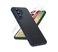 LeYi Coque pour Samsung Galaxy A57/A 57 5G avec 2 Verre Trempé, Protection Caméra & Écran Finition Mate Etui Anti-Empreintes, Design Semi-Transparent TPU/PC Antichoc Housse - Bleu