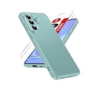 LeYi Coque pour Samsung Galaxy A57/A 57 5G avec 2 Verre Trempé, Protection Caméra & Écran Finition Mate Etui Anti-Empreintes, Design Semi-Transparent TPU/PC Antichoc Housse - Vert Menthe