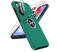 LeYi Coque pour Samsung Galaxy A57 / A 57 5G avec 2 Verre Trempé Vitre Protection, 2 Protection Camera et Anneau Telephone Invisible, Militaire PC et TPU Etui Antichoc Housse - Vert