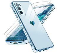 LeYi Coque pour Samsung Galaxy S20 Fe avec protecteur d'écran [2 pièces] + protection complète de l'appareil photo, plaqué cœur pour femme, coque en TPU souple pour Samsung S20 Fe, bleu sierra