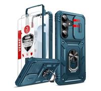 LeYi Coque pour Samsung Galaxy S26 / S 26 5G avec 2*Verre Trempé+Anneau Support, Full Protection de la Caméra en PC Dur Anti-Chut Renforcée Armor Heavy Duty Antichoc Bumper Housse Etui, Bleu