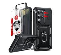 LeYi Coque pour Samsung Galaxy S26 Ultra 5G avec 2*Verre Trempé+Anneau Support, Full Protection de la Caméra en PC Dur Anti-Chut Renforcée Armor Heavy Duty Antichoc Bumper Housse Etui, Noir