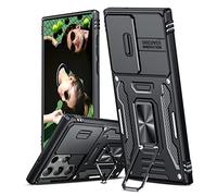 LeYi Coque pour Samsung S23 Ultra 5G(Pas S23) Antichoc avec Full Protection Caméra Coulissante,Anneau Support, Étui de PC Dur et TPU Silicone Militaire Anti-Rayures Coque Galaxy S23 Ultra-Noir