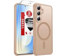 LeYi Coque pour Samsung S25 FE / S25FE, avec 2 Verre Trempé, Or Désert