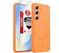 LeYi Coque pour Samsung S25 FE / S25FE, avec 2 Verre Trempé-Orange Bicolore