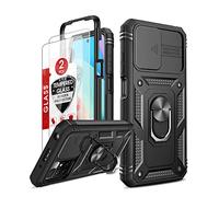 LeYi Coque pour Xiaomi Redmi 10 4G/Redmi 10 2022(Pas 10C)Antichoc: 2 Verre Trempé+ Anneau Support,Protection de la Caméra PC Dur Anti-Chut Renforcée Armor Heavy Duty Bumper Housse Coque Redmi 10-Noir