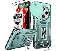 LeYi Coque pour Xiaomi Redmi 14C/14 C 4G Antichoc avec Protection Caméra Coulissante,2*Verre Trempé,Étui de PC Dur et TPU Silicone Militaire Anti-Rayures Coque Anneau，Vert Foncé