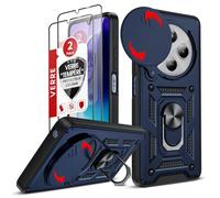 LeYi Coque pour Xiaomi Redmi 14C/14 C/POCO C75 4G Antichoc avec 2*Verre Trempé+Full Protection Caméra Coulissante,Anneau Support, Étui de PC Dur et TPU Silicone Militaire Anti-Rayures Coque,Bleu