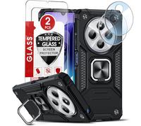 LeYi Coque pour Xiaomi Redmi 14C / Poco C75 avec 2 Verre Trempé Vitre Protection, 2 Protection Camera et Anneau Telephone, Militaire PC et TPU Silicone Etui Antichoc Housse pour Redmi 14 C 4G - Noir
