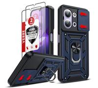 LeYi Coque pour Xiaomi Redmi 15C Antichoc avec 2*Verre Trempé+Full Protection Caméra Coulissante, Anneau Support, Étui de PC Dur et TPU Cover Silicone Militaire Anti-Rayures Housse, Bleu