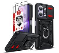 LeYi Coque pour Xiaomi Redmi 15C Antichoc avec 2*Verre Trempé+Full Protection Caméra Coulissante, Anneau Support, Étui de PC Dur et TPU Cover Silicone Militaire Anti-Rayures Housse, Noir