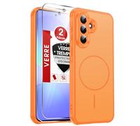 LeYi pour Coque A37 / A 37 5G Samsung, avec 2 Verre Trempé-Orange Bicolore | Housse Magnétique Translucide Matte, Étui Antichoc avec Bumper en TPU et Dos en PC, Phone Case pour Samsung Galaxy A 37 5 G