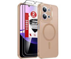 LeYi pour Coque Redmi 15C, avec 2 Verre Trempé, Or Désert