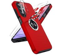 LeYi pour Coque Samsung Galaxy A27 / A37 / A56 / A36: 2 Vitres Trempées + 2 Protections d'Objectifs, Anneau Invisible pour MagSafe, Étui Antichoc PC/TPU Norme Militaire pour A 27, Rouge