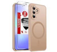 LeYi pour Coque Samsung Galaxy A37 / A 37 5G, avec 2 Verre Trempé-Or désert | Housse Magnétique Translucide Matte, Étui Antichoc avec Bumper en TPU et Dos en PC, Phone Case pour Samsung Galaxy A 37 5 G