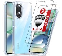 LeYi Coque pour Samsung Galaxy A5 4G avec 2 Verre Trempé, Etui Ultra Mince Silicone Souple Bumper Antichoc Coins Renforcés, Transparente, Pratique pour Le Port Quotidien et la Protection