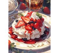 LEYIUYIU DIY Kit de peinture diamant pour adultes et enfants 5D débutants diamant rond à la Passionné d'artisanat décoration murale - Gâteau aux fraises - 40x50cm