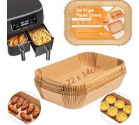 Leylve 125 Pièces Papier Sulfurisé pour Friteuse à Air, 22x14cm Airfryer Papier Sulfurisé, Accessoires pour Friteuse à Air Compatible avec Ninja AF300EU AF400EU, Autres Friteuses à Air Dual Zone