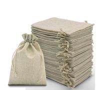 Leylve 30 Sachets en Jute 10x15 cm, Sacs en Toile Imitation Lin à Cordon, Rangement de Bijoux et de Cadeaux DIY de Mariage, Noël et l'Advient (Naturel)
