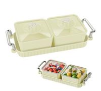 leyomgamz BoîTe Rangement Collation, Snack Box, Boite Compartiment Alimentaire, Plateau Service DiviséS avec Couvercle 2 Compartiments, Plateau Portable en Plastique pour Bonbons, Fruits Secs