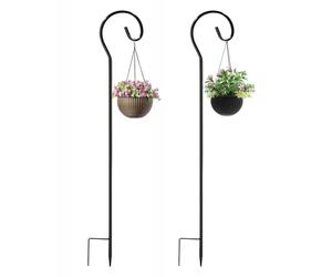 leyomgamz Crochet berger Bâton lanterne Lampes volière - 2 pièces Pliable Bâton de jardin en métal pour cages à oiseaux, lanternes, mariages, paniers à plantes Lampes solaires étanches Lampe solaire