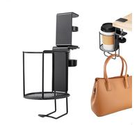 leyomgamz Porte Gobelet Boisson Bouteille Support Gobelet Bureau Suspendu 360° Rotation, Porte-Gobelet Réglable Crochet pour Casque sous Bureau, Porte Gobelets Clip Support Tasse à Café Soucoupe Clip