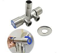 leyomgamz Vanne d'angle 1/2' - Vanne de régulation d'angle - Double vanne de commande - Double interrupteur - Vanne d'angle à trois voies - Pour salle de bain, WC, lavabo, robinetterie G1/2