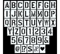 Leyrens Alphabets Numéro Pochoir lettre alphabet, 42 pièces Pochoirs Lettres et Chiffres, 5 cm Plastique Réutilisable Pochoir de Lettres Alphabet, Pour peinture sur mur, décoration d'intérieur