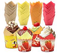 Leyrens Caissette muffins papier, 200 pièces caissettes de muffins en papier tulipes, tasses de cuisson polyvalent, antiadhésif moule cupcake, résistant à l'huile, pour fêtes, anniversaires, mariages