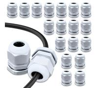 Leyrens Lot de 20 Presse-étoupes M20 étanche, IP68 Nylon Presse-Étoupes Étanches, pour boîte de dérivation, boîte de distribution, boîte à fusibles en saillie, répartiteur mural(Blanc)