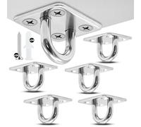 Leyrens lot de 6 plaque à oeil en acier inoxydable, pontet, crochets métal forme u en acier inoxydable 304, crochet suspension plafond fixation support anneau mural pour accrocher objets