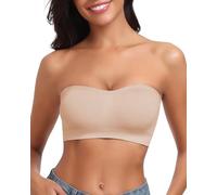 LEYSHE Bandeau sans Armature sans Couture Rembourré Antidérapant avec Bretelles Transparentes Amovibles,FS,XXL