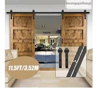 LEYSHOP 3,52M Kit de Rail de Double-Porte Coulissante Suspendu 11,5FT Quincaillerie Rail Suspendue pour Porte de Grange