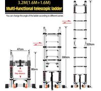 LEYSHOP Échelle Télescopique Multifonctions 3,2M Escabeau en Aluminium Résistant avec 2 Roulettes Charge 150 kg 10 Échelons