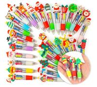 leyun 30 Stylos 4 Couleurs Multicolores avec Thème de Noël - Pochette Cadeau Anniversaire Enfant, Goodies Anniversaire Enfant, Cadeaux de Noël pour Enfants