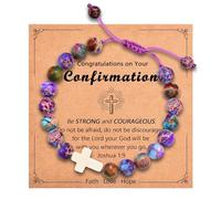 Leyung Bracelet en forme de croix pour filles, panier de Pâques pour adolescentes, baptême, confirmation, première communion, bijoux chrétiens, cadeaux pour adolescentes et filles, Pierre, Pas de
